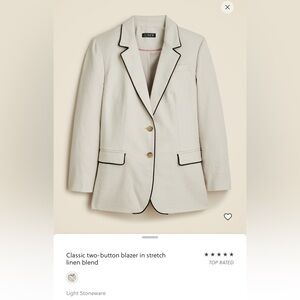 J. Crew Classic Two Button Blazer in Stretch Linen Blend in Light Stoneware